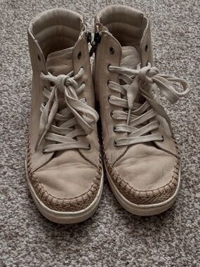 UGG Beige Leather High-Top Sneakers